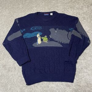 Vintage Buckingham Golf Sweater Blue Size Large Embroidered Knit Wool Blend